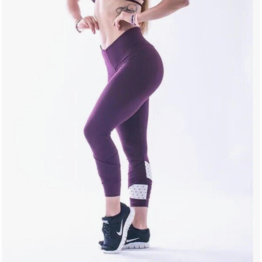 Nebbia Asymmetrical SIZE S Leggings 639 - Burgundy - NEW
